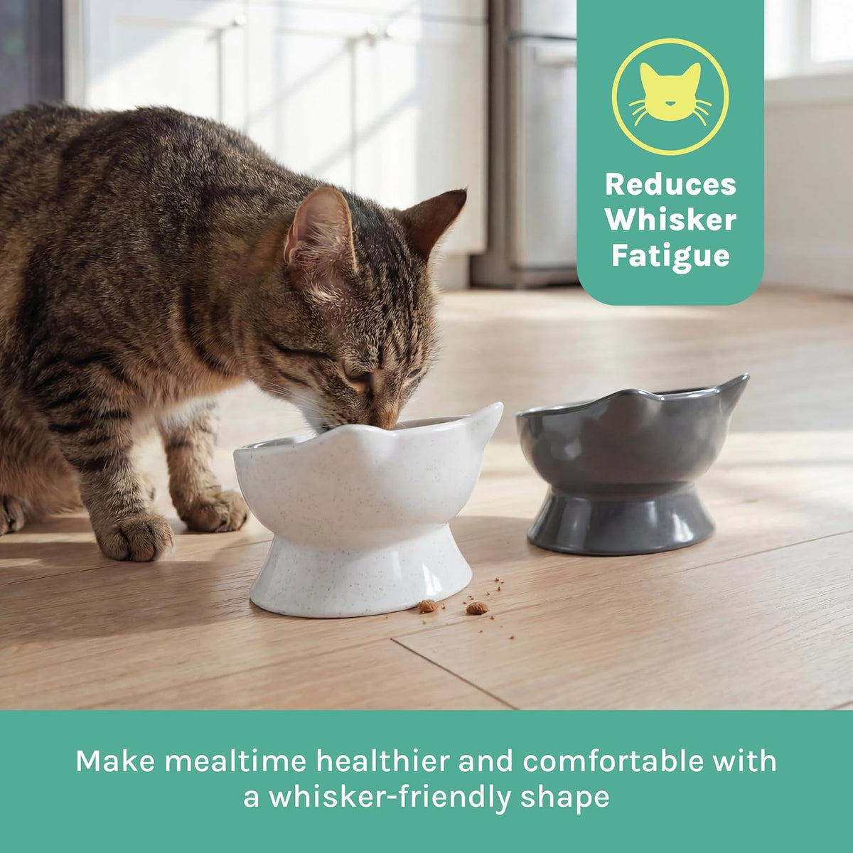 Kitty City Elevated Cat Bowls - White & Gray / Small - Slow Eat - image 4
