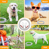 Dog Tie Out Cable for Dogs Outside Up to 125/250lbs,10/20/30/50FT Long Dog Leash&Chains,Small-Large Dogs Runner Cable for Yard,Heavy Duty Lead Line for Outdoor,Camping,Yard(250lbs 50FT, Silver)