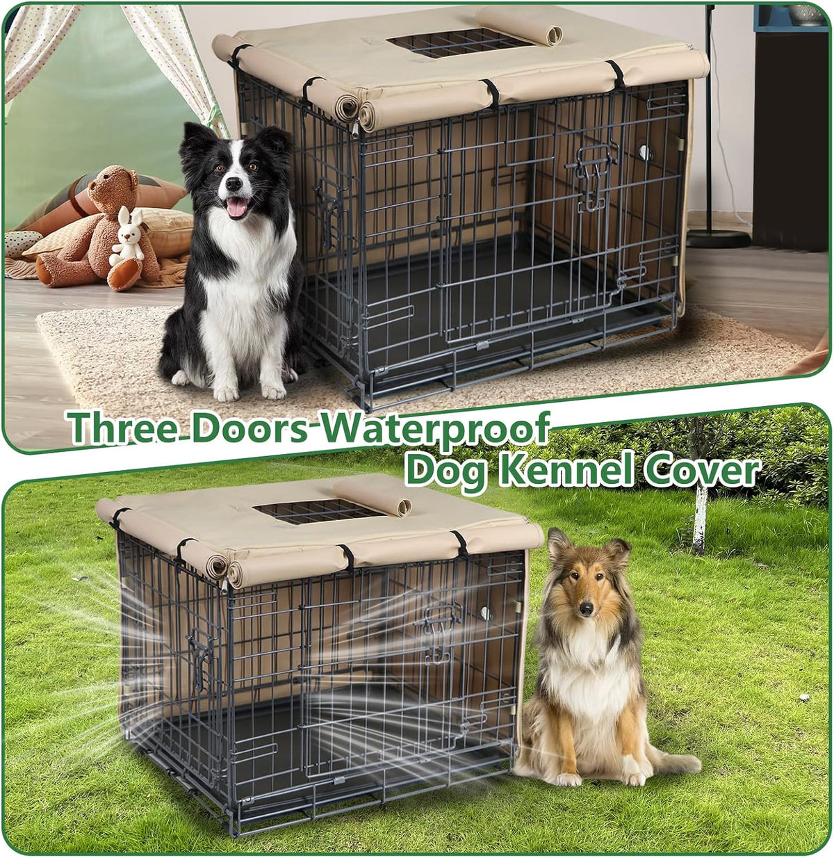 Dog Crate Cover Heavy Duty Oxford Fabric for 36-Inch Wire Crates – Essentials for Dogs - Beige / 48"(L)x 30" (W)x 33"(H) - image 2