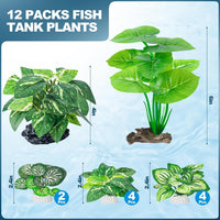 CousDUoBe 12 Pcs Betta Fish Tank Decor，Silk Aquarium Plants Green - 12 Pcs Silk Aquarium Plants（Style A） - image 3