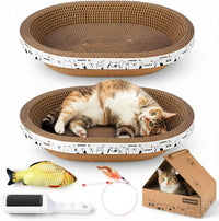 3 Pack Oval Cardboard Cat Scratcher & Lounger Bed - 4-Pack