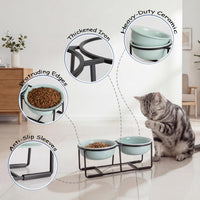 Ceramic Elevated Dog Bowls with Stand - Green / S × 2 - image 4
