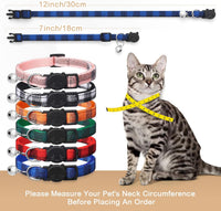 6 Pack Classic Plaid Cat Collars with Bells - 6''-9'' - image 4