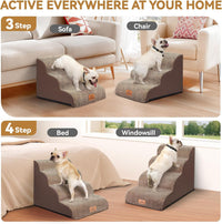 Zerbuger Dog Ramp and Stairs for Bed, Coffee 3 Steps 16" H - Coffee / 4 - image 3