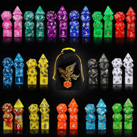 QMay 7 Sets Polyhedral Dice - 15 Colors (105pcs)