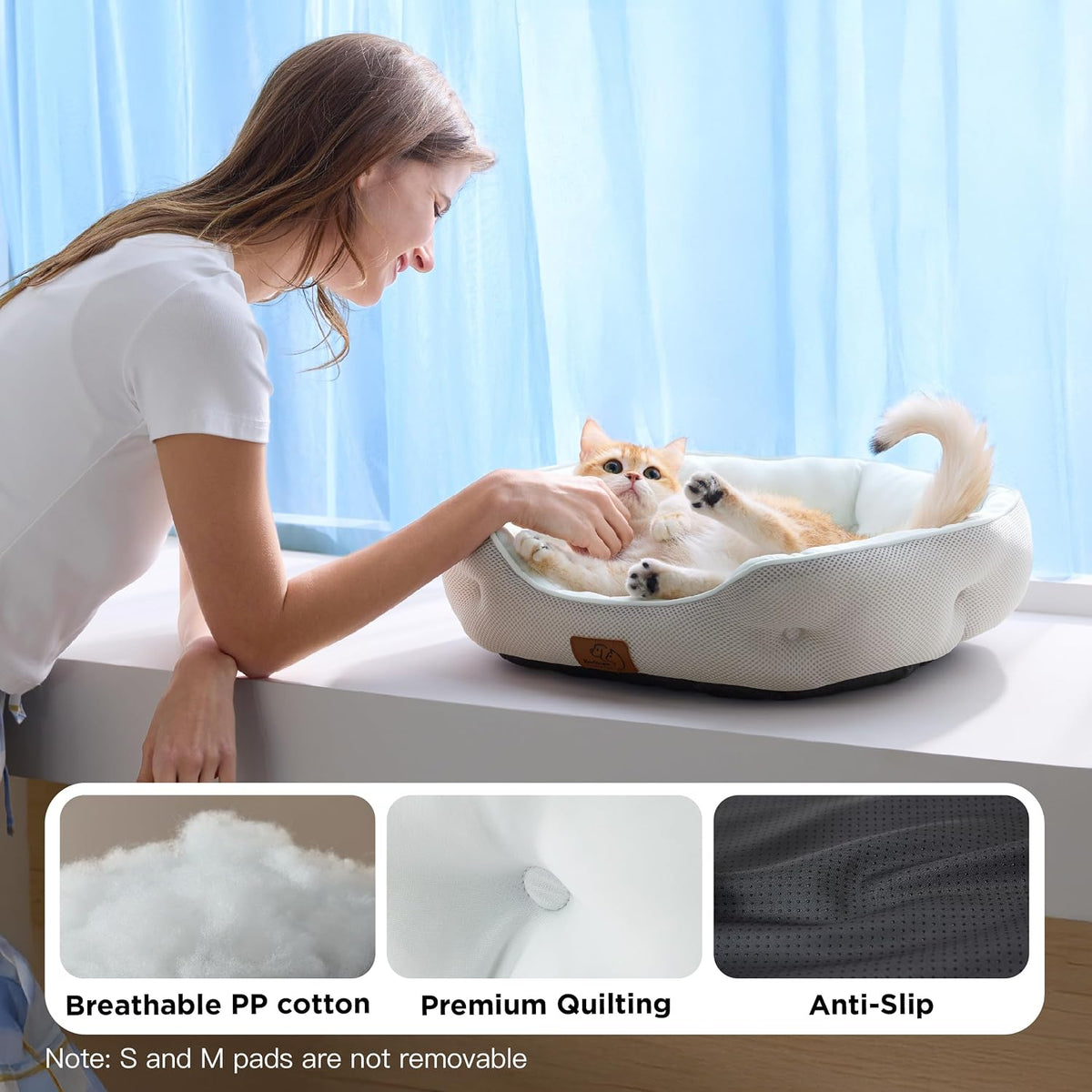 Bedsure Small Dog Bed Washable, Round Cat Beds for Indoor Cats - 20"L x 19"W x 6"Th / Arctic Cooling Blue - image 4