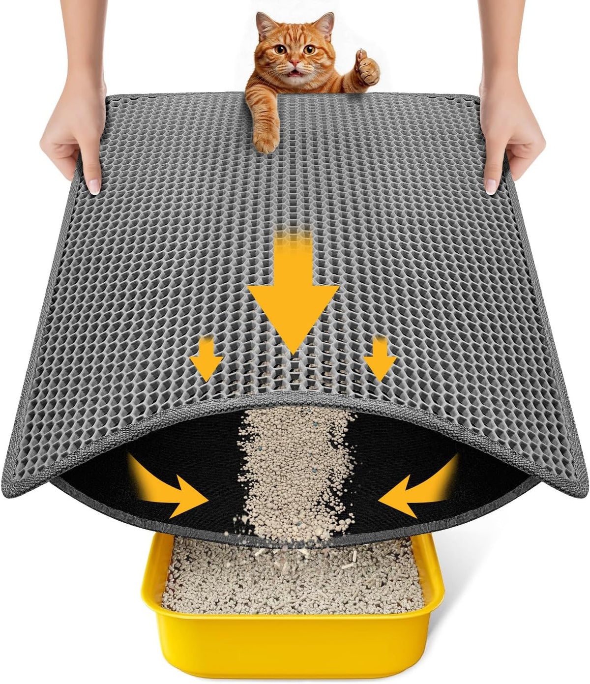 Cat Litter Mat Compact Size 23.6"x14.6" for Small Spaces - Gray / 24" x 18" (1 Pack)