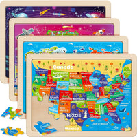 SYNARRY Large Unicorn Princess Fairy Wooden Puzzles for Kids Ages 4-6 – Fun for Kids & Family - US World Earth Solar System