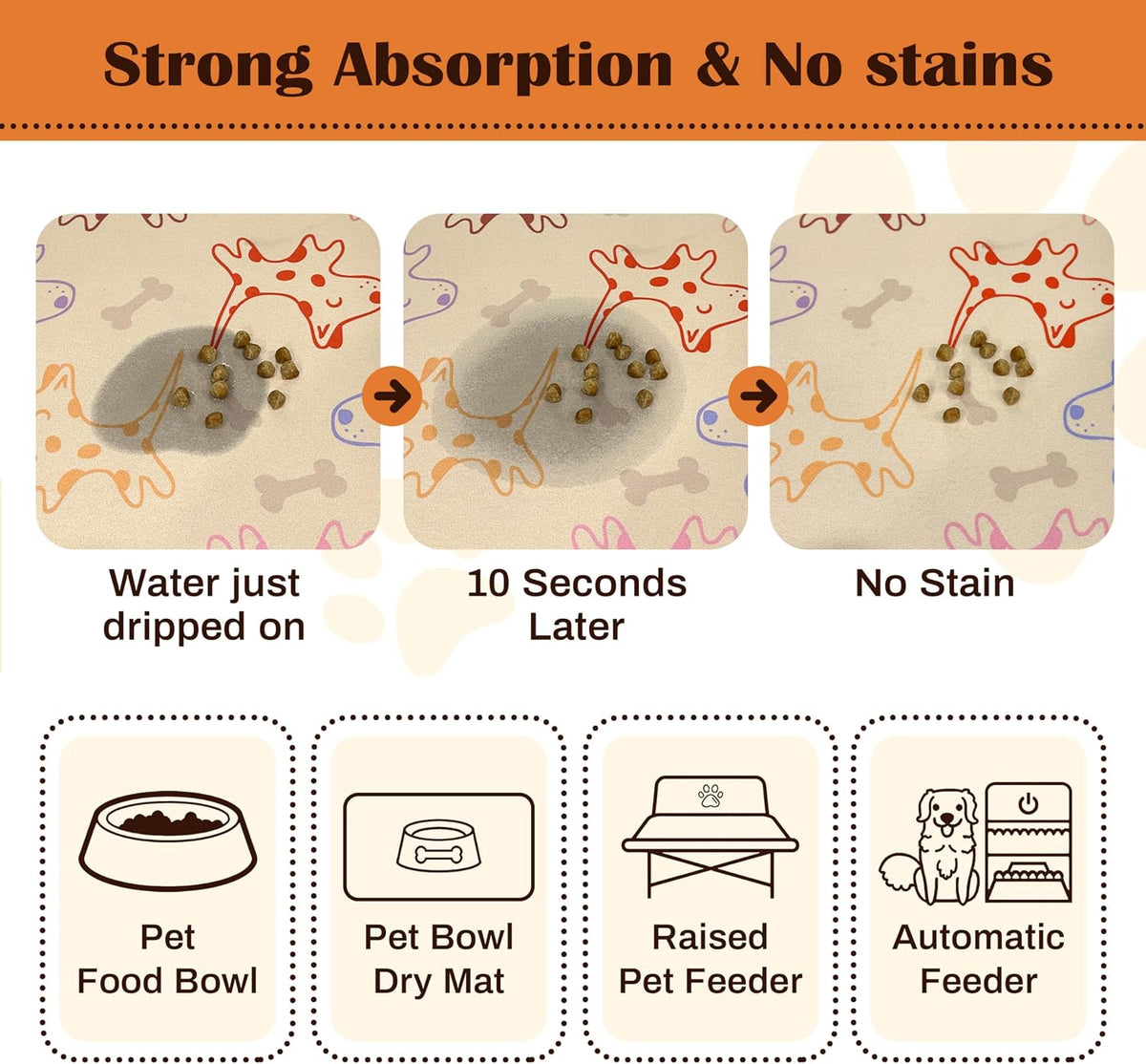 Pet Feeding Mat for Floors Cat Food Mat Waterproof Dog Food Mat - 30"L x 17"W / Yellow - image 2