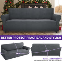 Super Stretch Couch Cover Universal Sofa Covers with Elastic Bottom - Dark Grey / Large (72"-92") - image 3
