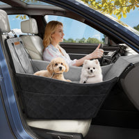 Elevated Dog Car Seat for Small and Medium Dogs Up to – Essentials for Dogs - Black & Gray / Single Seat