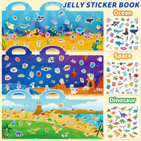 6 Sets Reusable Sticker Book for Toddlers 3-6 - Ocean+Space+Dinosaur - image 3