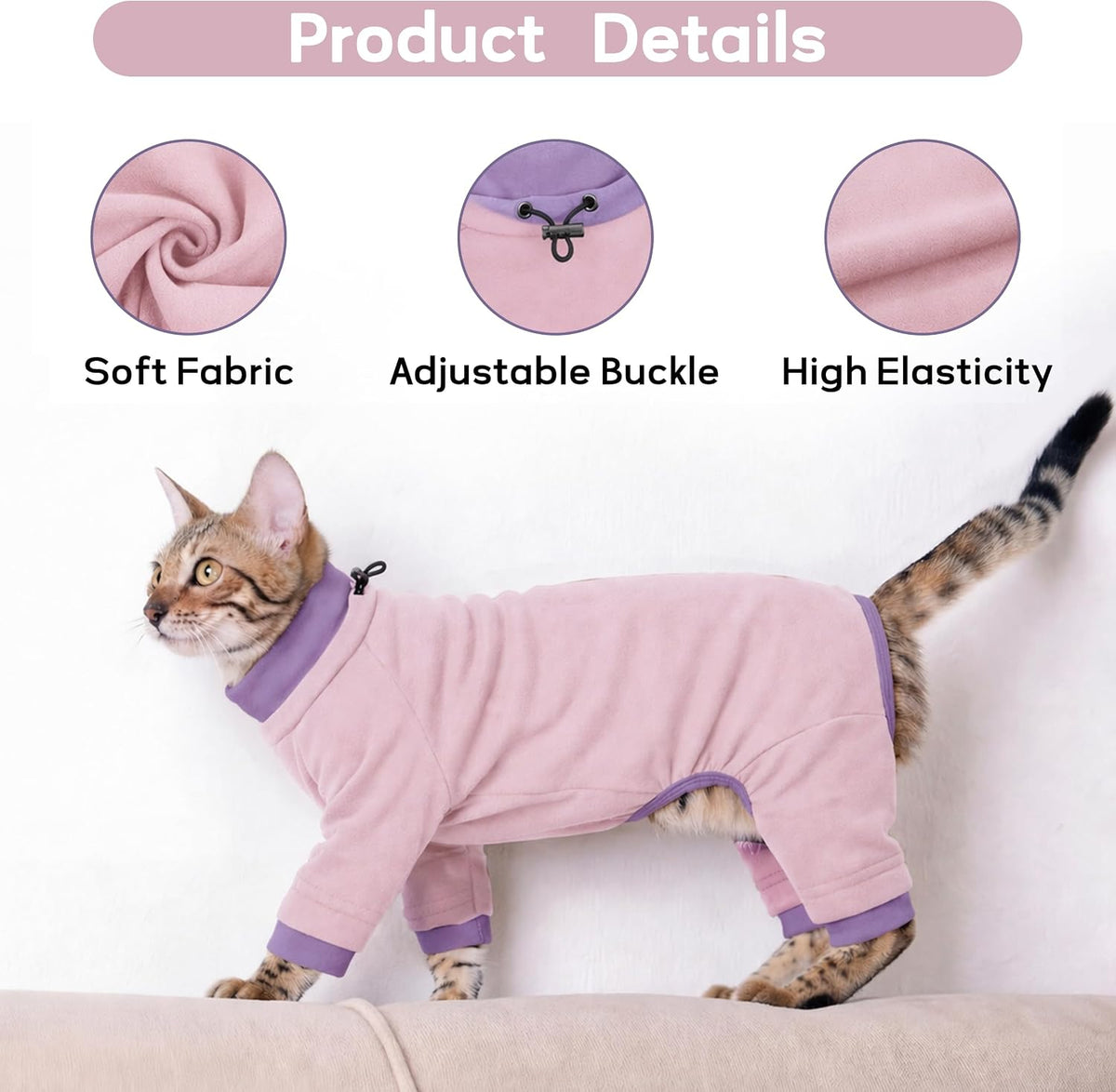 Sticky Hair Cat Clothes, Prevent Loss Pajamas - Small / LightPink - image 4