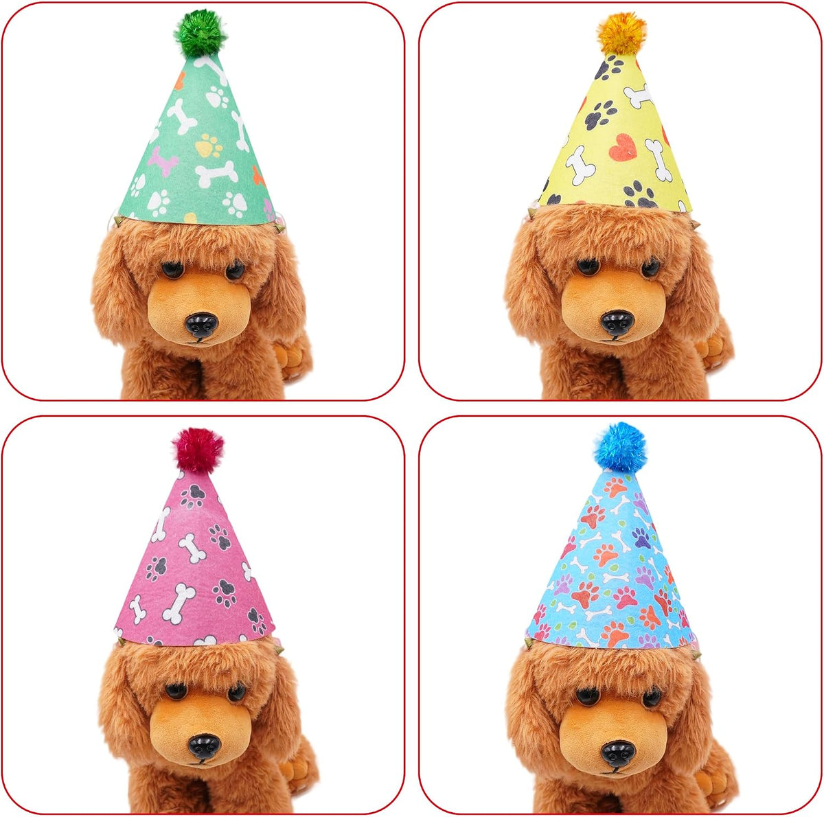 6PCS Dog Birthday Party Hats Felt for Small Medium Dogs Paw Bone – Essentials for Dogs - Party Hat / Large - image 2