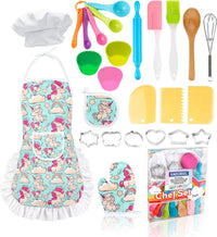 KAEGREEL Kids Baking Chef Set with Unicorn Apron and Mitt - Purple Unicorn Apron+6 Model Cookie Cutters