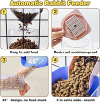 kathson Automatic Rabbit Feeder and Waterer Set, Gravity Pet Food Water Dispenser Bunny Pellet Feeder Small Animal Feeding & Watering Supplies for Guinea Pig Ferret Crate Accessories (Blue)