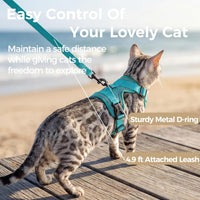 Cat Harness and Leash Set, Escape Proof Cat Vest, XL - Turquoise / Medium - image 2