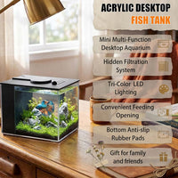 Betta Fish Tank 1 Gal, Acrylic Nano Aquarium Kit Black – Essentials for Fish - Black - image 2