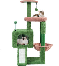 TWDEPART 37.5" All-in-One Cat Tree Tower with Scratching Board - 37.5'' / Green - image 2
