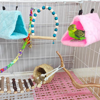 2Pcs Bird Tent Plush Hammock Hanging Warm Hut Nest for Cage - Blue&Pink(S) - image 3