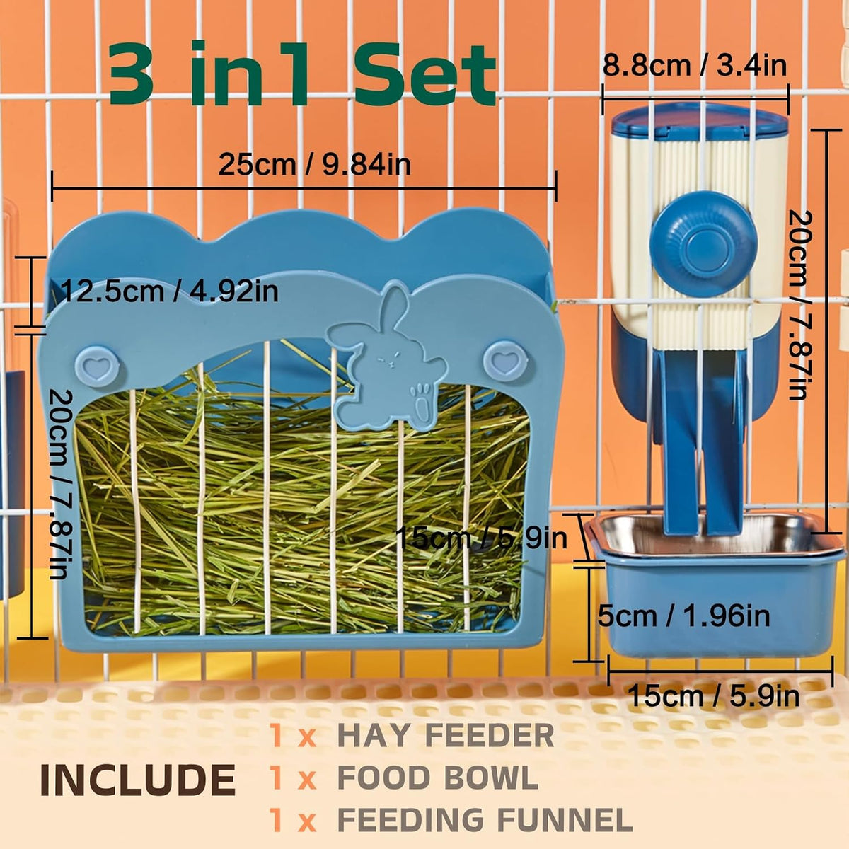 Rabbit Hay Feeder, Hay Rack for Bunny Guinea Pig Chinchilla - Blue - image 2