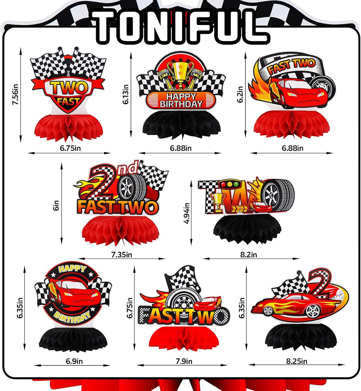 TONIFUL 1st Birthday Black Red Yellow Mouse Themed Table Centerpieces – Fun for Kids & Family - Race Two - image 2