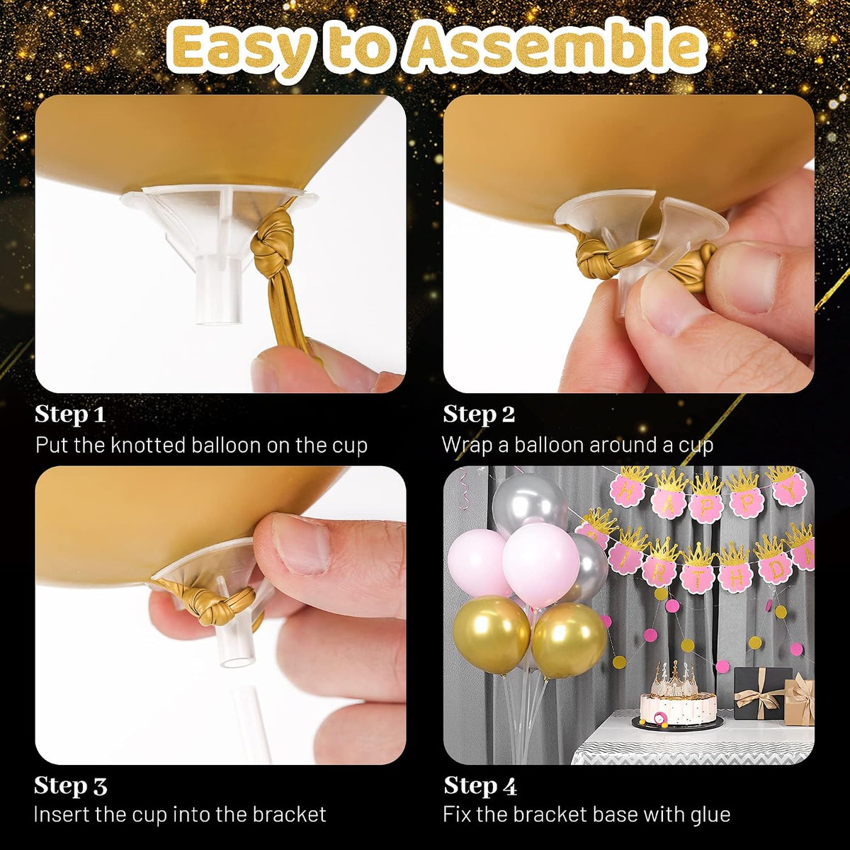 JOYYPOP 4 Sets Balloon Stand Kit For Table - 12 Pack Clear - image 3