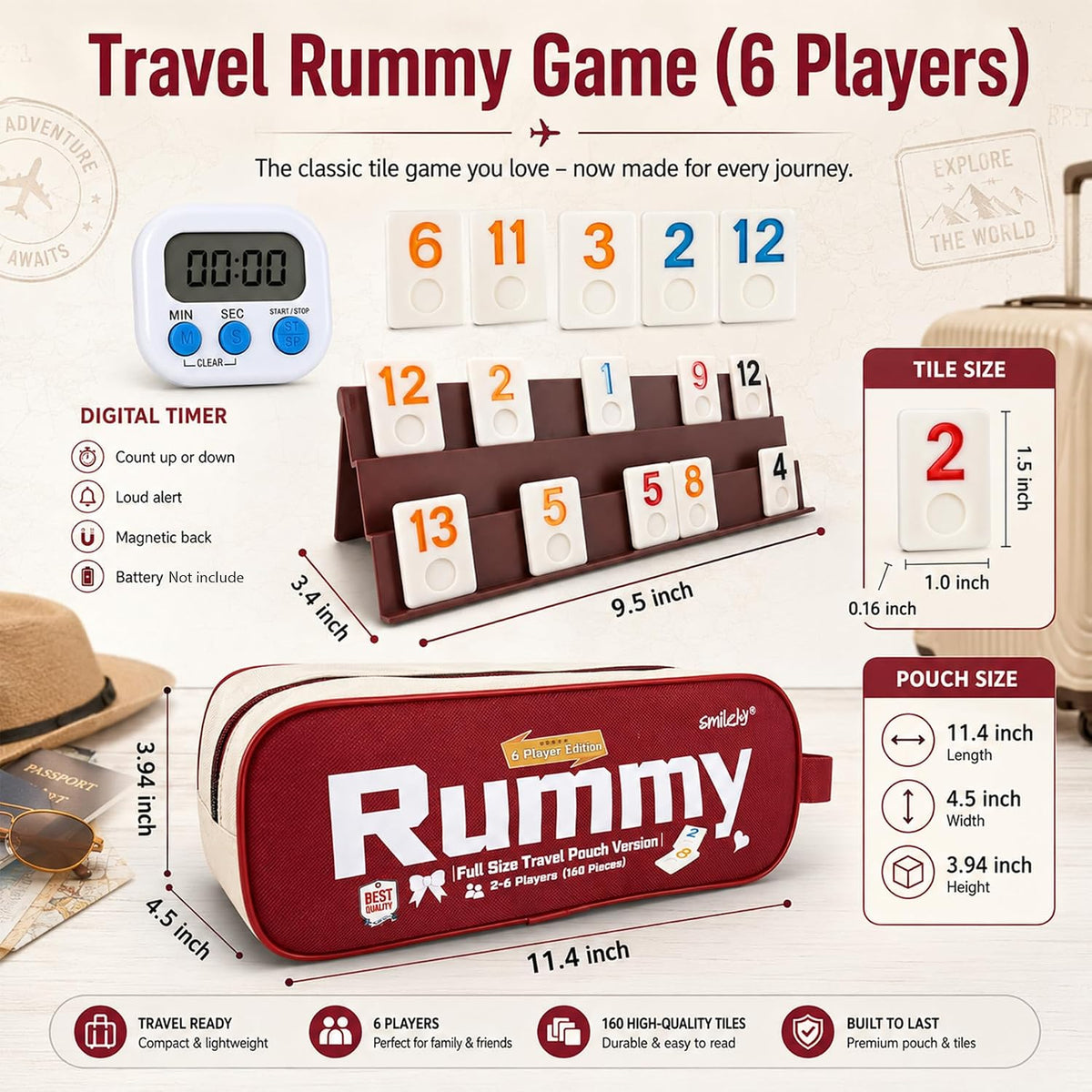 Smilejoy Mini Rummy Cube Game - Large (2-6 player) - image 2
