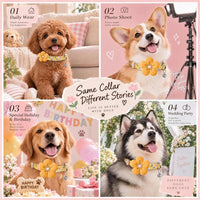 Medium Dog Collar with Flower - Yellow / L : for Large Dogs - image 3