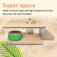 Extra Large Wood Hamster Sand Bath Box Small Animals Bathroom - Rectangle - image 2