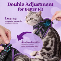 rabbitgoo Cat Harness and Leash Set, Step-in Soft Vest - M / Black & Purple - image 2
