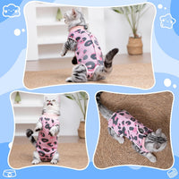 Coppthinktu Cat Recovery Suit Female Cat Onesie After Surgery Anti - Medium / Leopard Pink - image 3