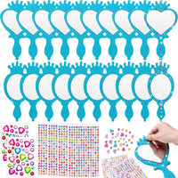 Geetery unbreakable kids mirror craft kit, 20 heart and oval foam princess mirrors in pink, blue and - view 2
