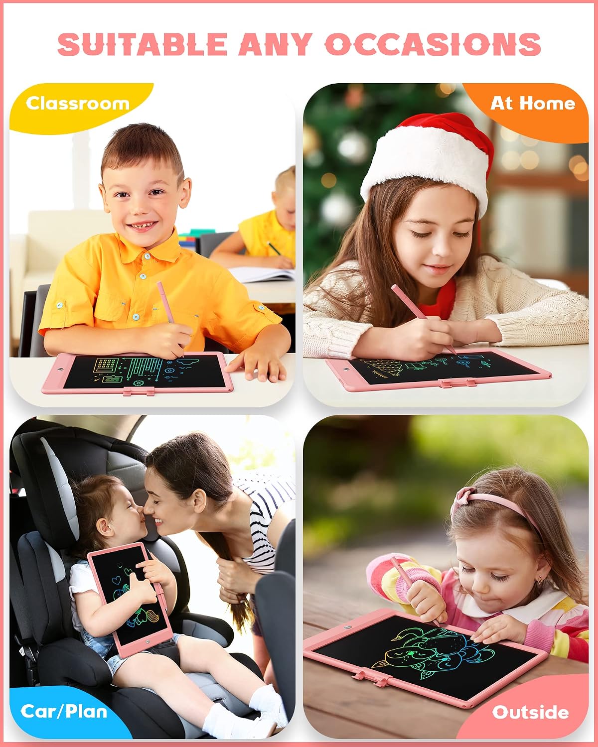 10 Inch LCD Writing Tablet for 3-8 Year Olds - Pink / 10 inch - image 2
