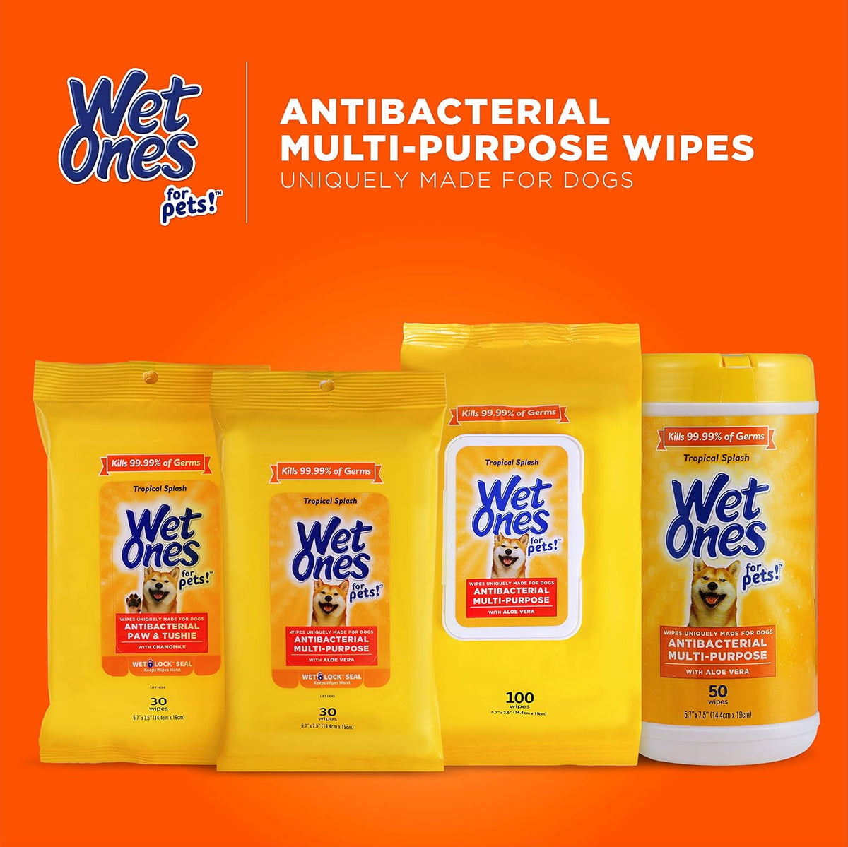 Wet Ones for Pets Antibacterial Dog Wipes - Tropical Splash / 50 Count (Pack of 1) - image 2