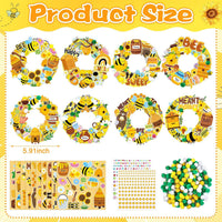 Hollowfly Thanksgiving paper wreath craft kits with gem stickers, ribbons and wool balls - view 33