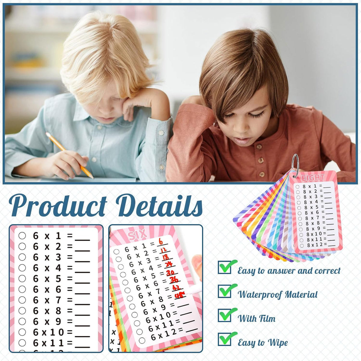 13 Pcs Multiplication Flashcards 0-12 - Multiplication - image 4