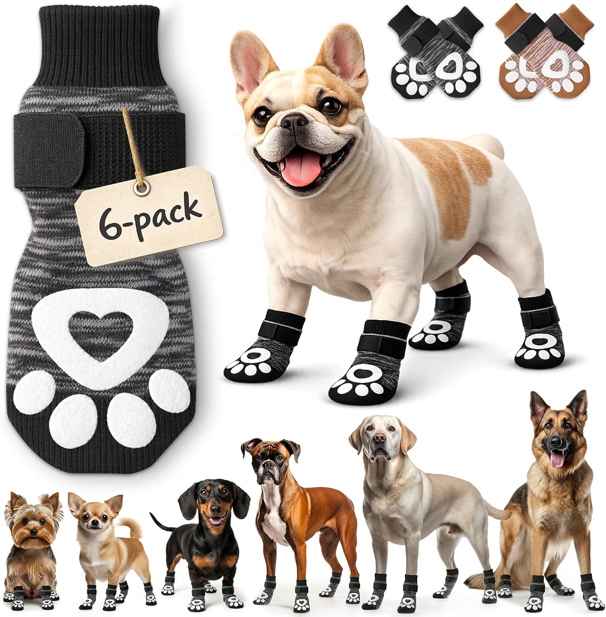 Anti Slip Dog Socks, Dog Socks to Prevent Paw Licking - Grey / M