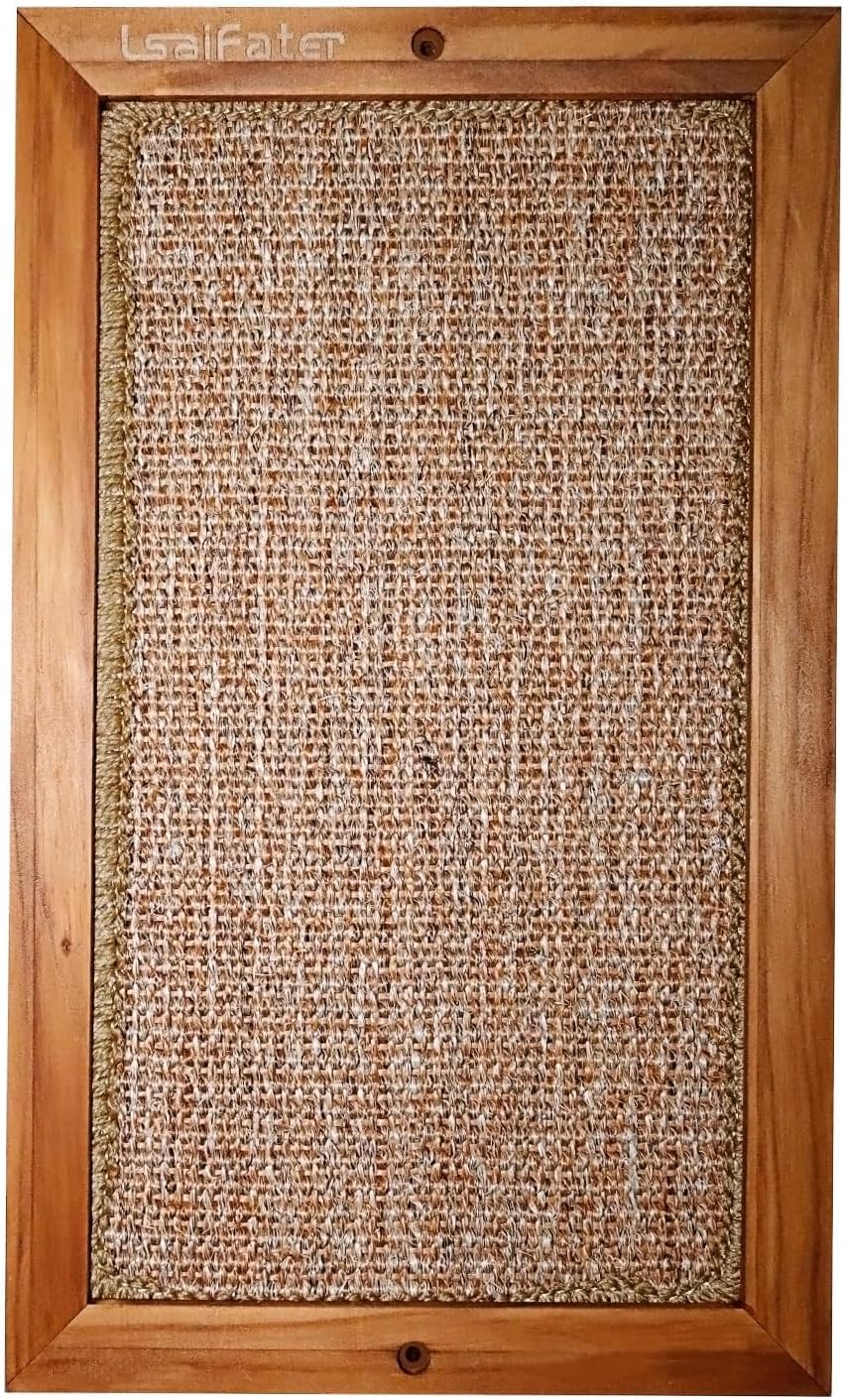 Cat Scratching Post, Wooden Sisal Cats Wall Scratcher - 1 PCS Large Brown - image 2