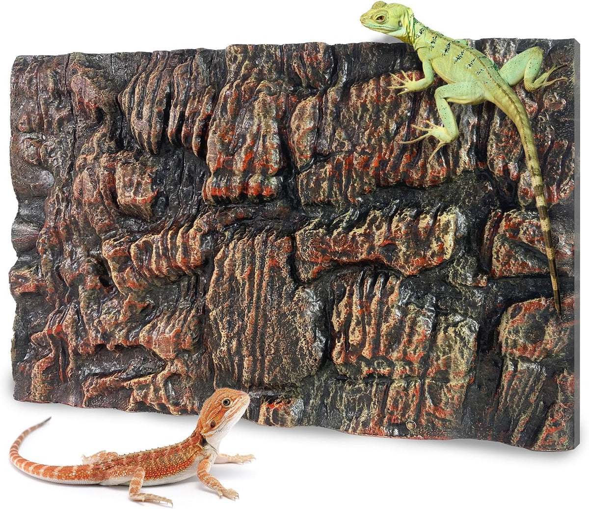4pcs Rock Terrarium Background, 3D Reptile Tank Background Board - brown-17.7"*11.8"（1pcs）