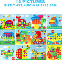 Button Art Toys for Toddlers Ages 3+, Mosaic Peg Board – Fun for Kids & Family - Dinosaurs - image 4