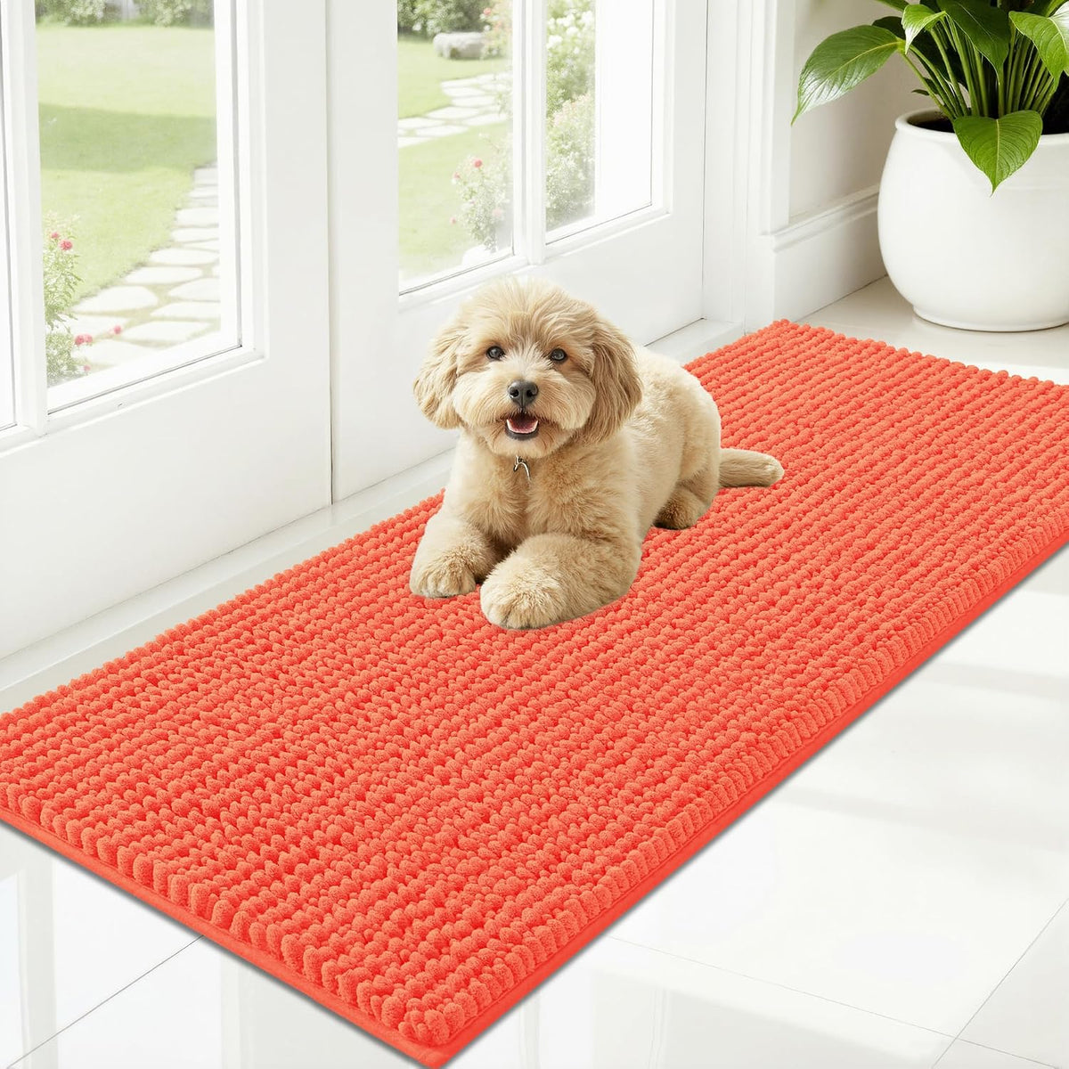 OLANLY Dog Door Mat for Muddy Paws 30x20 - 59" X 20" / Coral