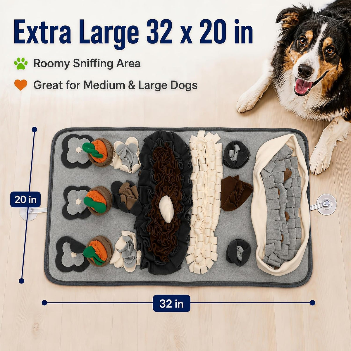 Snuffle Mat for Dogs, Extra Large 32'' x 20'' - Gray-Black - image 2