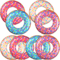 Leitee 8 kids inflatable donut pool floats with sprinkles in blue, purple, white and pink