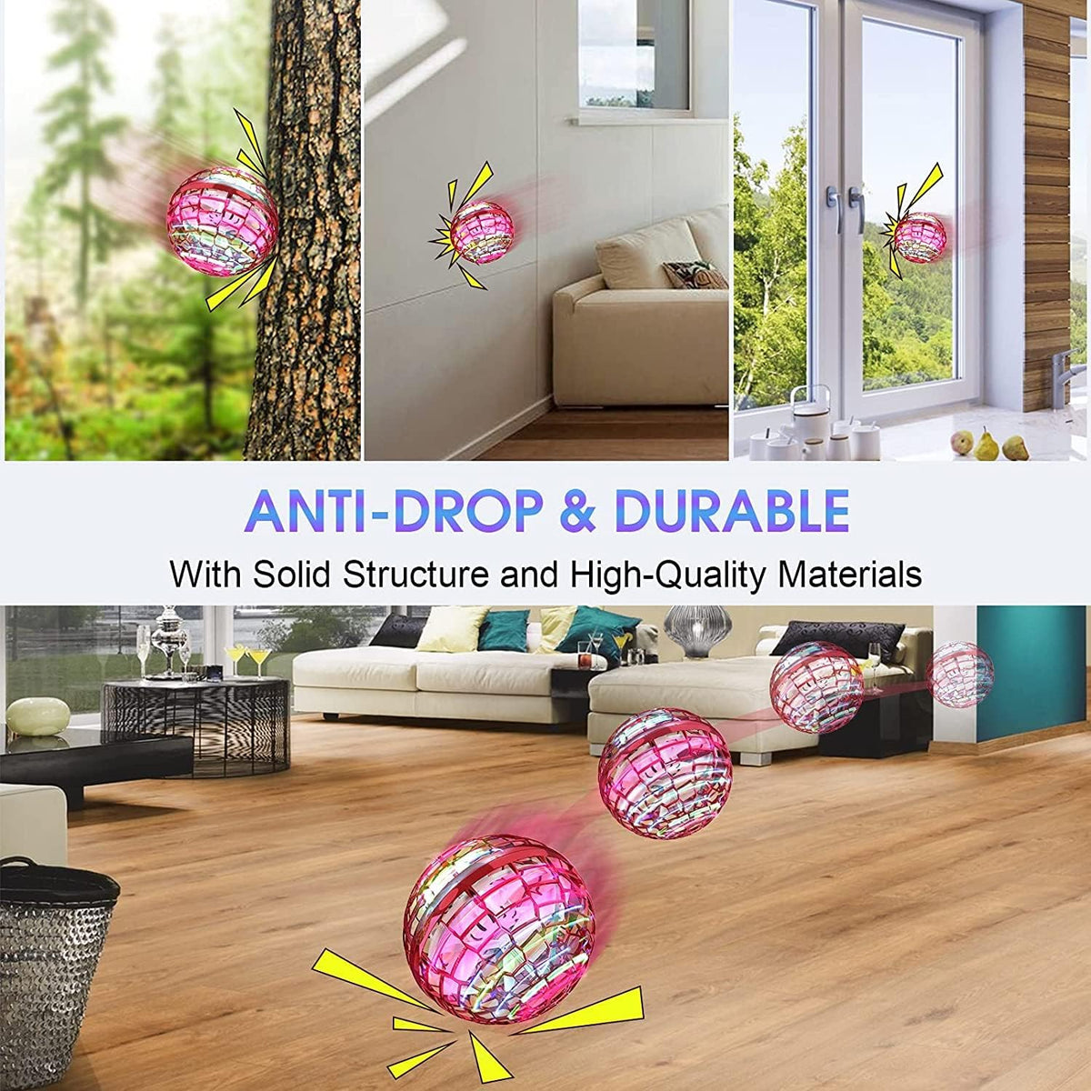 ATHLERIA Magic Flying Orb Ball, Boomerang Hover Balls - Flying Ball with Wand / Red - image 3