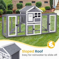 GEGURI Wooden Rabbit Hutch, Indoor Outdoor Chicken Coop Bunny Cage with Waterproof Roof