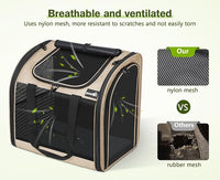 Pecute Cat Backpack with Widened Interior Space, Upgraded Dog Backpack Carrier with Various Ways to Carry, Pet Backpack with Breathable Mesh, Pet Travel Carrier with Soft Padded,Khaki