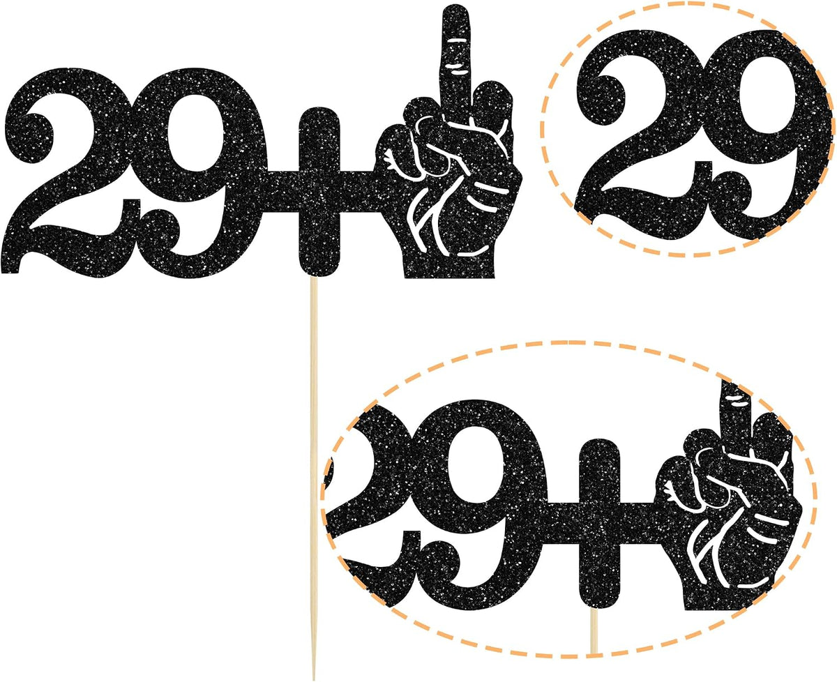 Ephlyn 1Pc 49+1 Black Glitter Cake Topper 50th Birthday Party Cake - 30th-1Pcs / Black - image 3