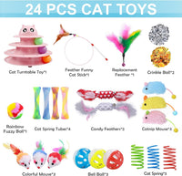 UPSKY Cat Toy Roller 3-Level Turntable Cat Toys with Six Colorful - D-Pink - image 3