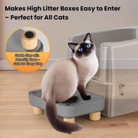 Litter Box Step, Litter Box Ramp/Catcher with Wooden Base - Dark Gray - image 4